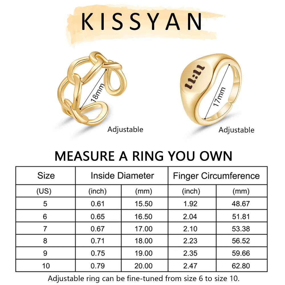 14K Gold Chunky Gold Rings Set for Women-2Pcs