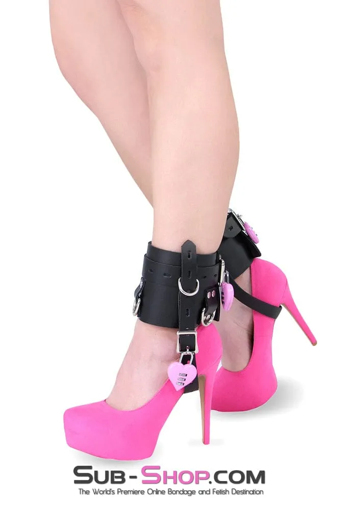 6790A-SIS      Stiletto Sissy Bitch Prisoner Wide Locking Shoe Cuffs