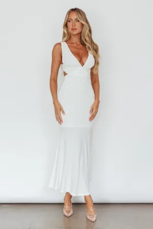 Alethia Cross Back Midi Dress White