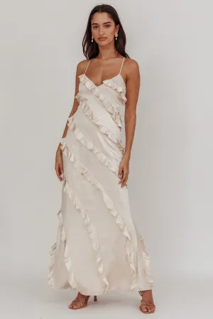 Arrabel Ruffle Trim Maxi Dress Champagne