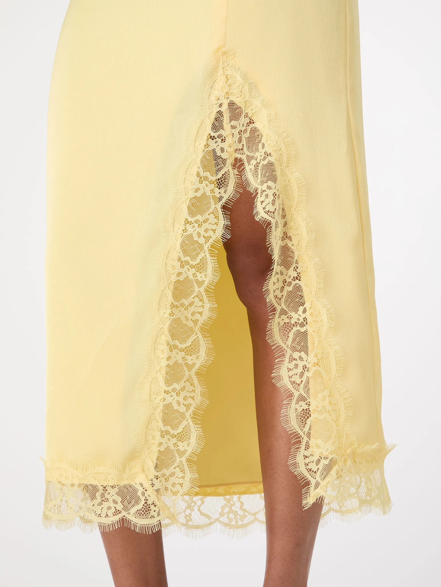 Avari Lace Trim Skirt in Yellow