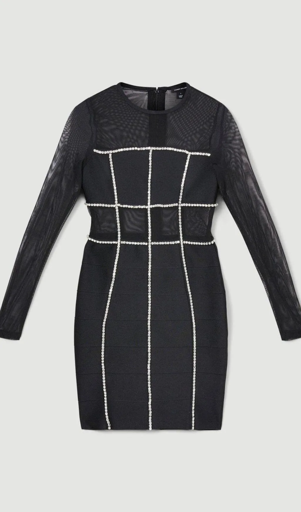 BANDAGE CUT OUT MESH KNITTED MINI DRESS