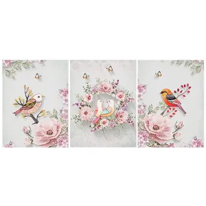 Birds in Flowers - Special Shaped Diamond - 105x45CM