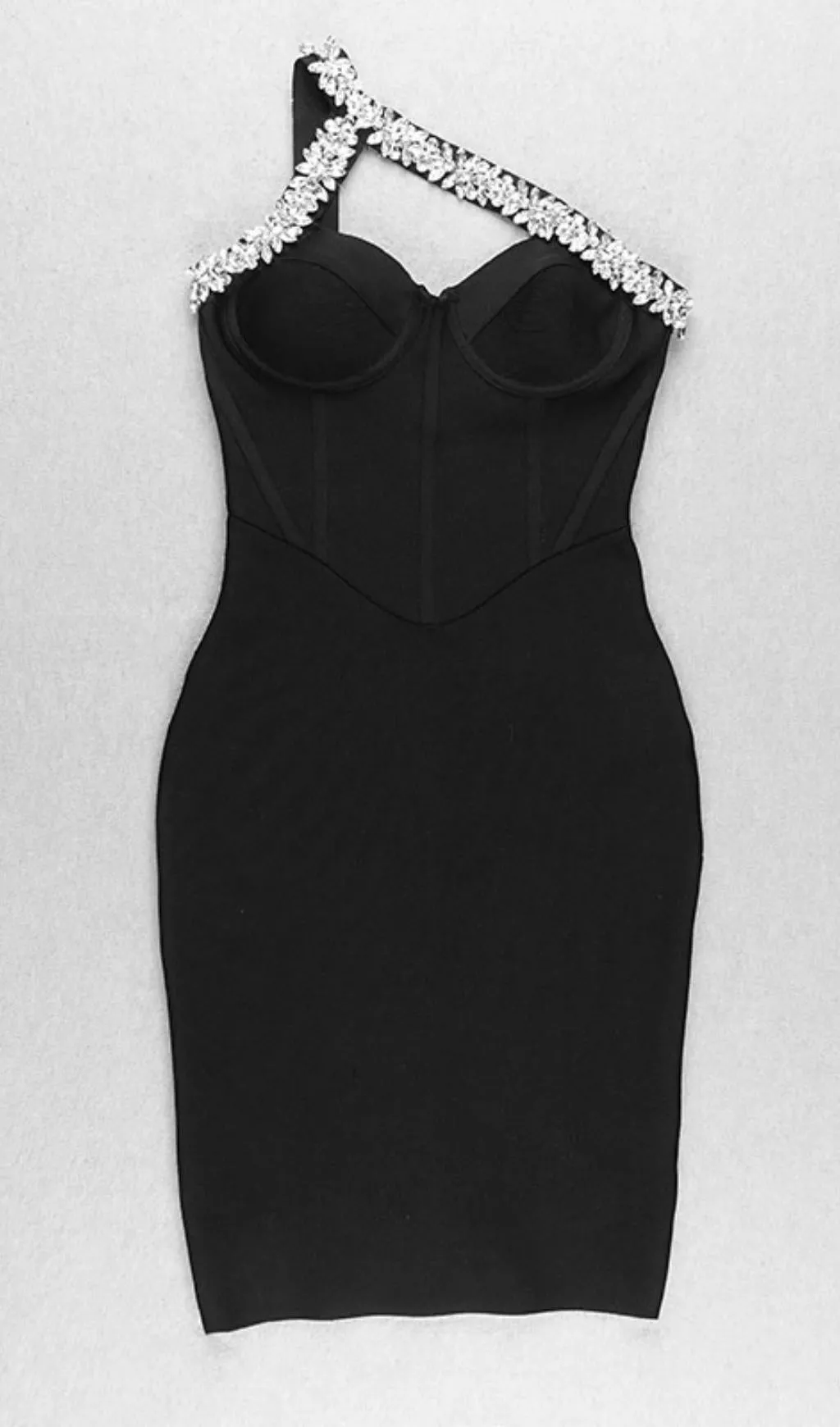 BLACK CRYSTAL STRAPS CROSET DRESS