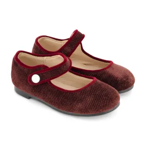 Burgundy Cord Velvet Mary Jane