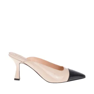 Ceppo Beige Black Patent Mules