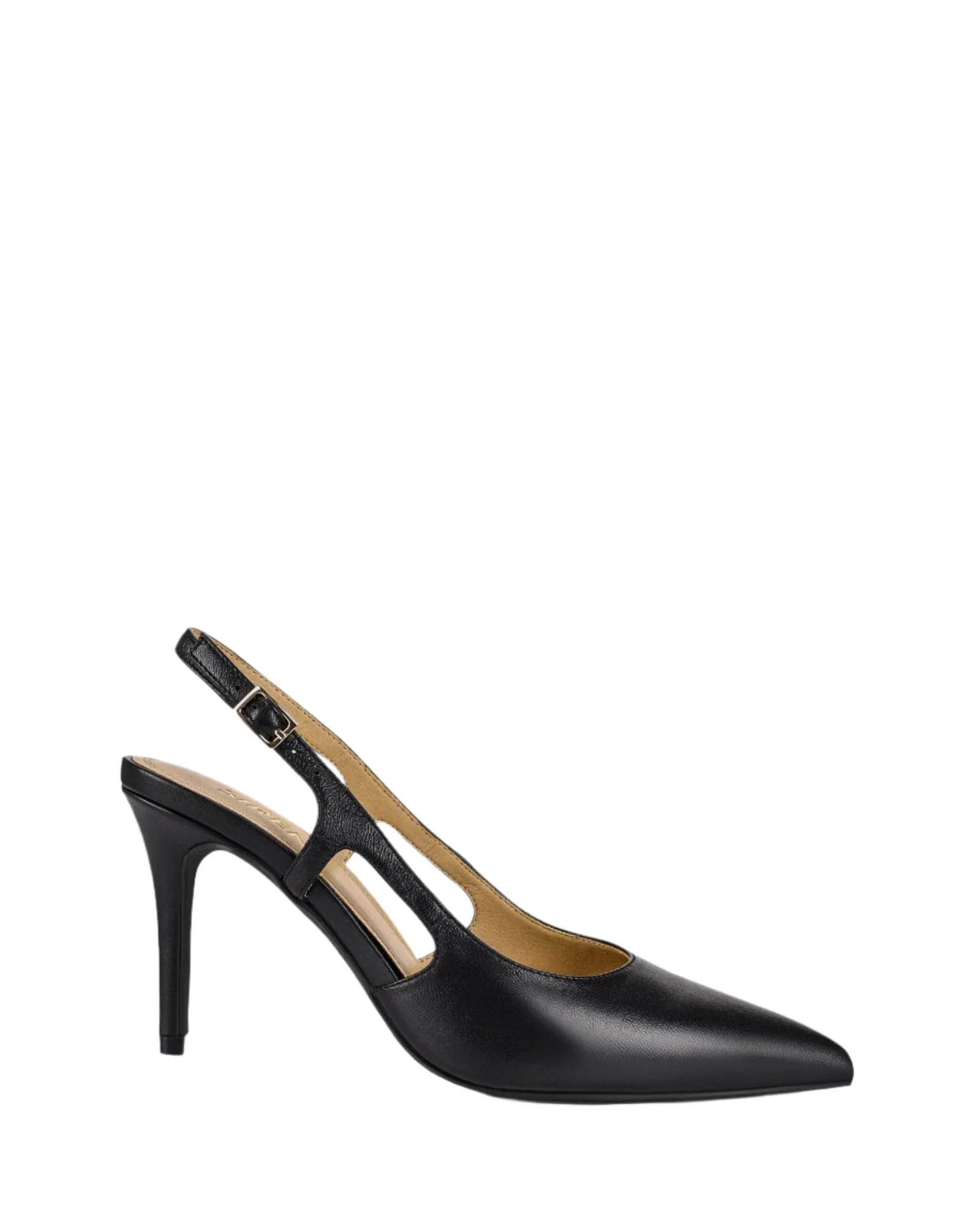 Cinch Slingback Heel - Black Leather