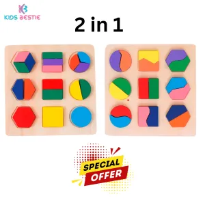 combo of 2 Shapes Puzzle 9 in 1 Medium, 3  Years (Random design will be send)