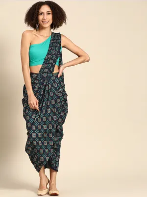 Cowl Skirt with dupatta drape and blouse