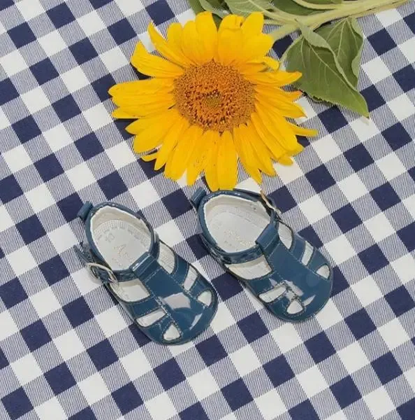 Cruz - Blue Patent Leather Baby Sandals