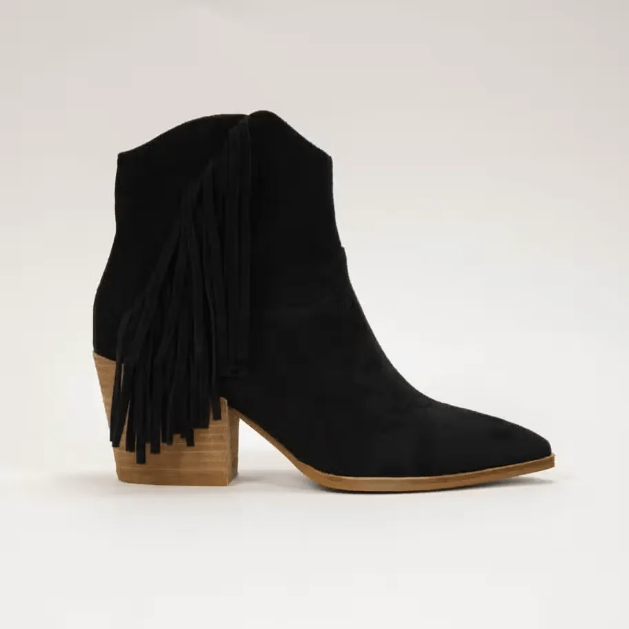 Dixie Tassel Detail Pointed-Toe Western Ankle Boots