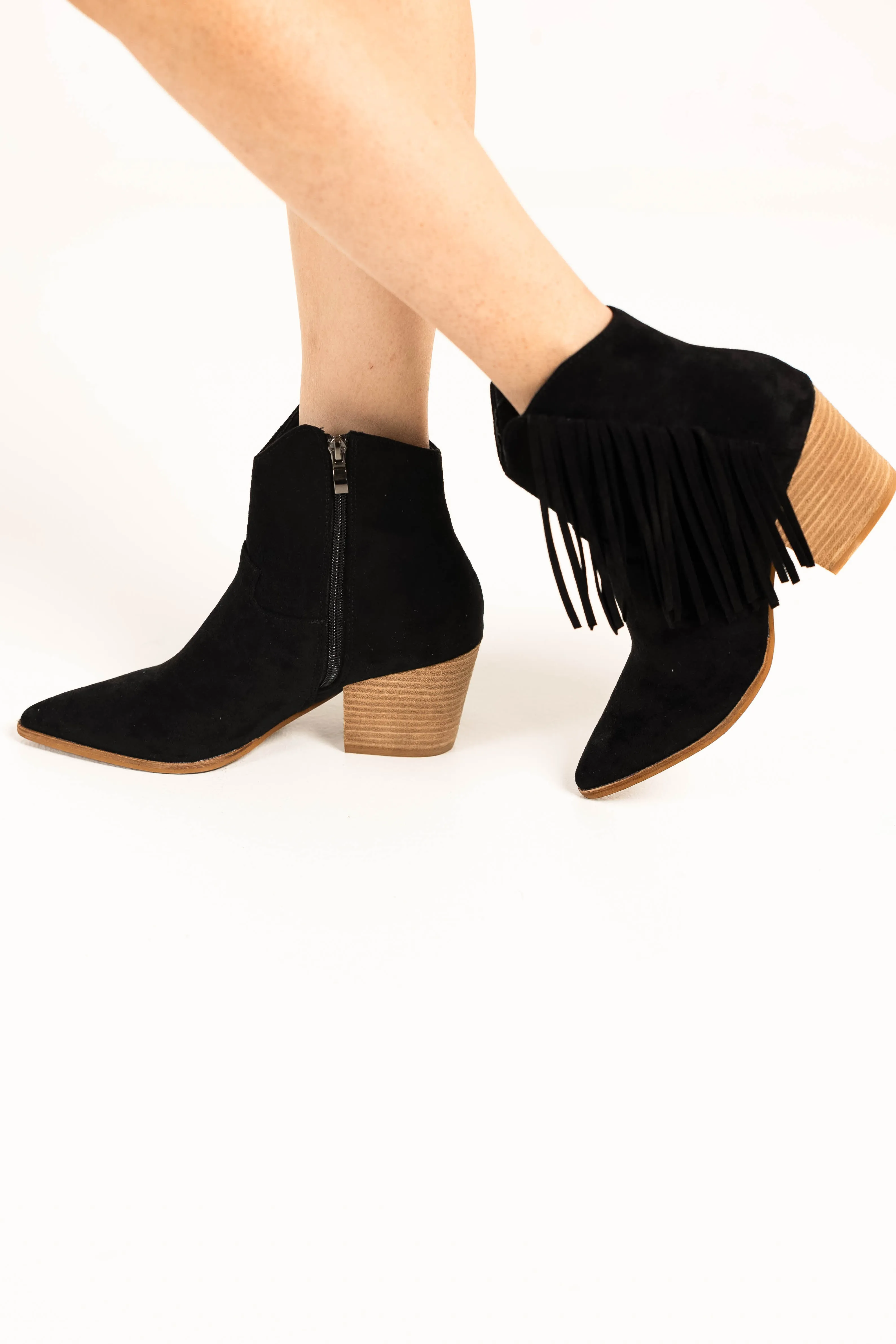 Dixie Tassel Detail Pointed-Toe Western Ankle Boots