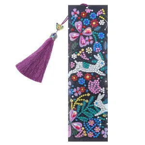 DIY Rabbit Special Shaped Diamond Leather Tassel Bookmark