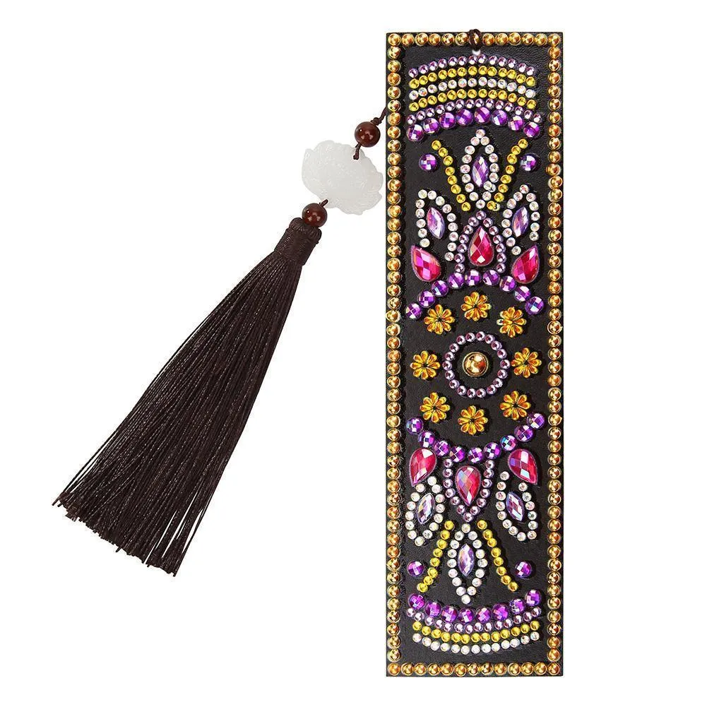 DIY Special Shaped Diamond Creative Leather Tassel Bookmark