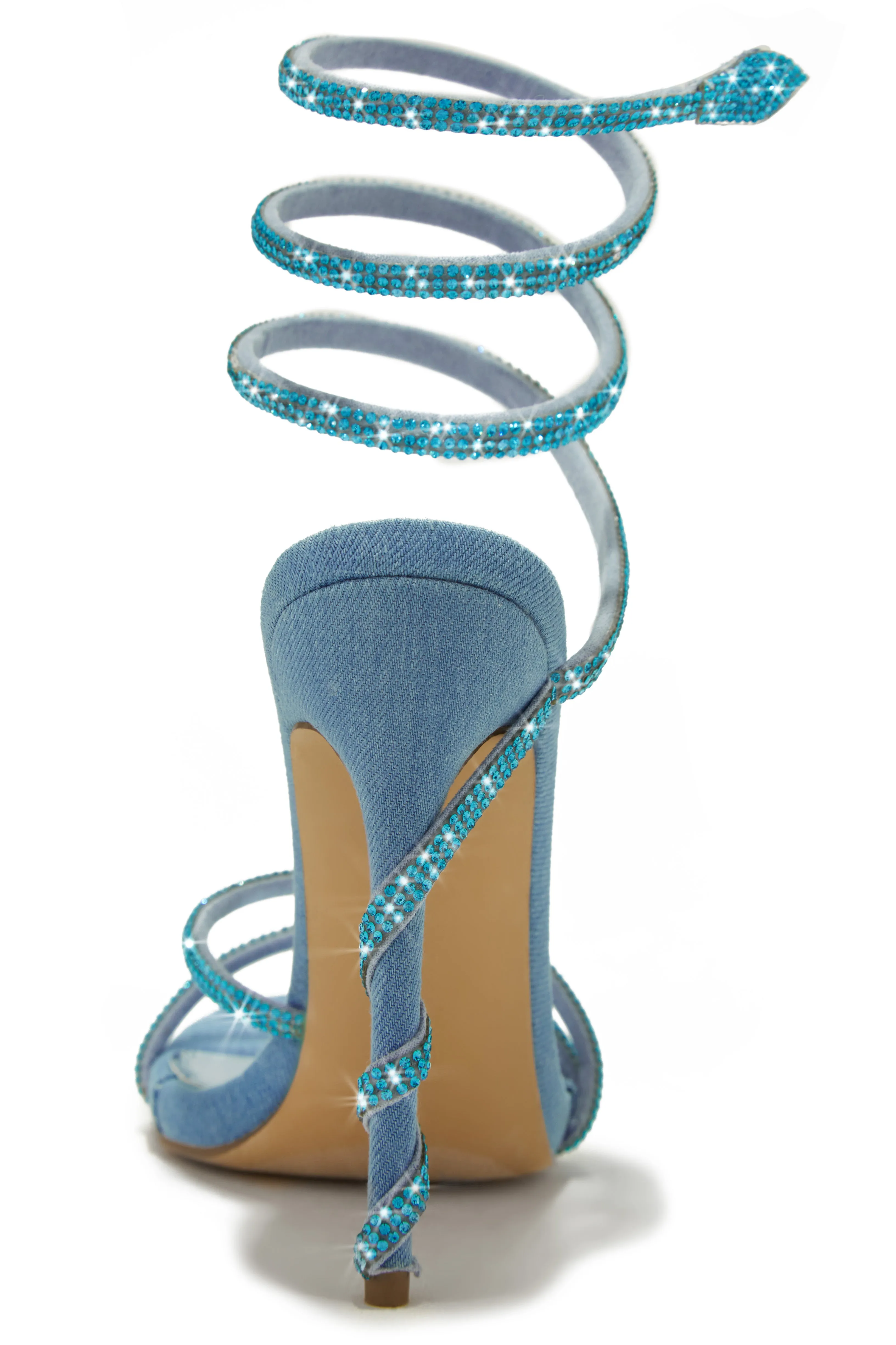 Dream Girl Around The Ankle Coil Heels - Denim