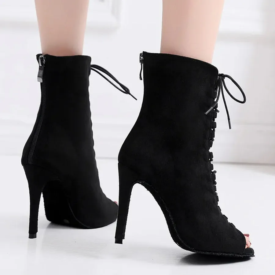 DS Women's Suede Customized Heel Dance Boots Heels Dance Jazz Dance Shoes