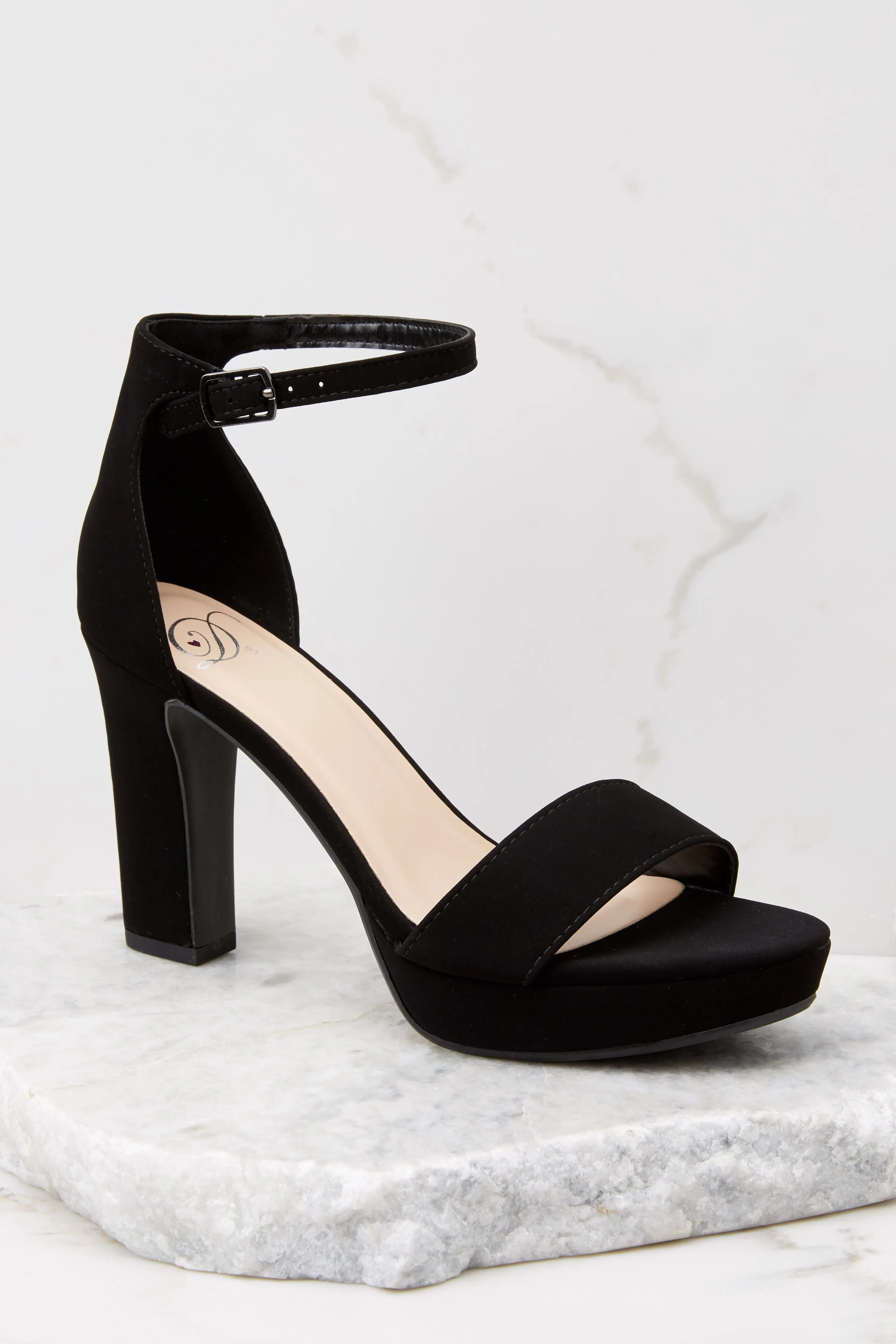 Effortlessly Styled Black Ankle Strap Heels