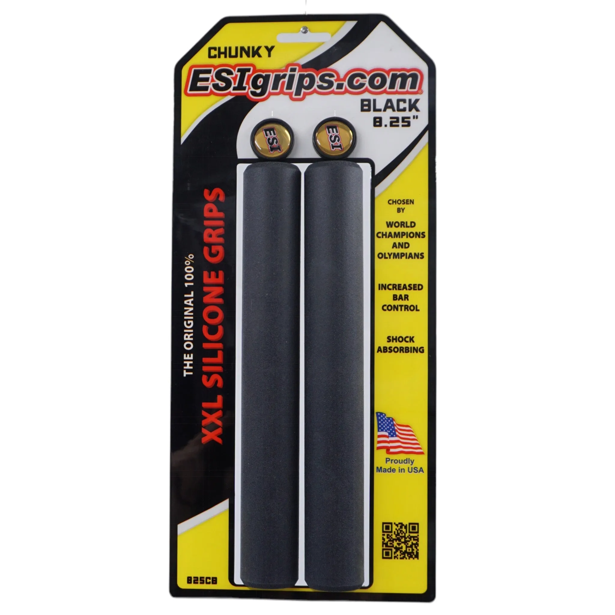 ESI Chunky 6.75" or 8.25" Bike Black Grips 100% SILICONE