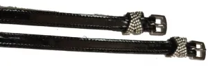 Exselle - 'Deluxe Patent' Spur Straps  w/ White Crystals