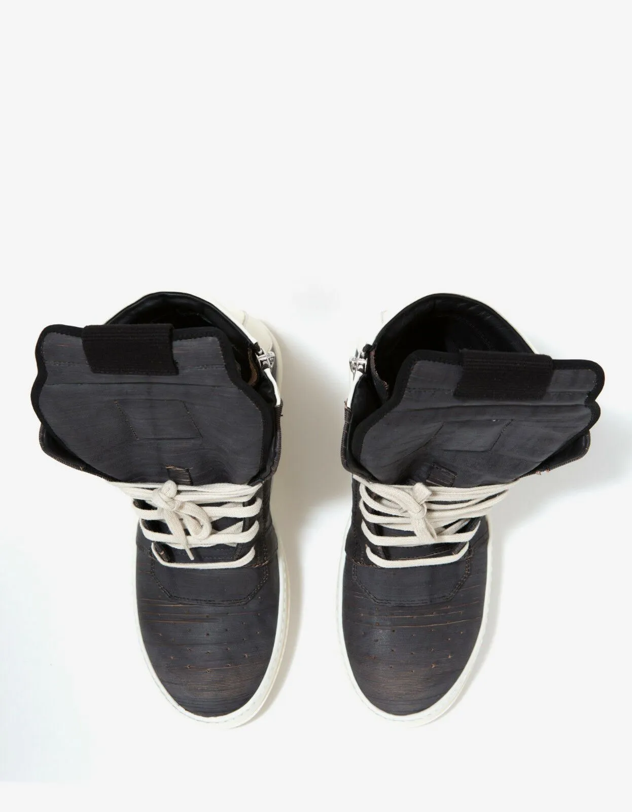 Premium Laser-Cut Leather High Top Geobasket Sneakers