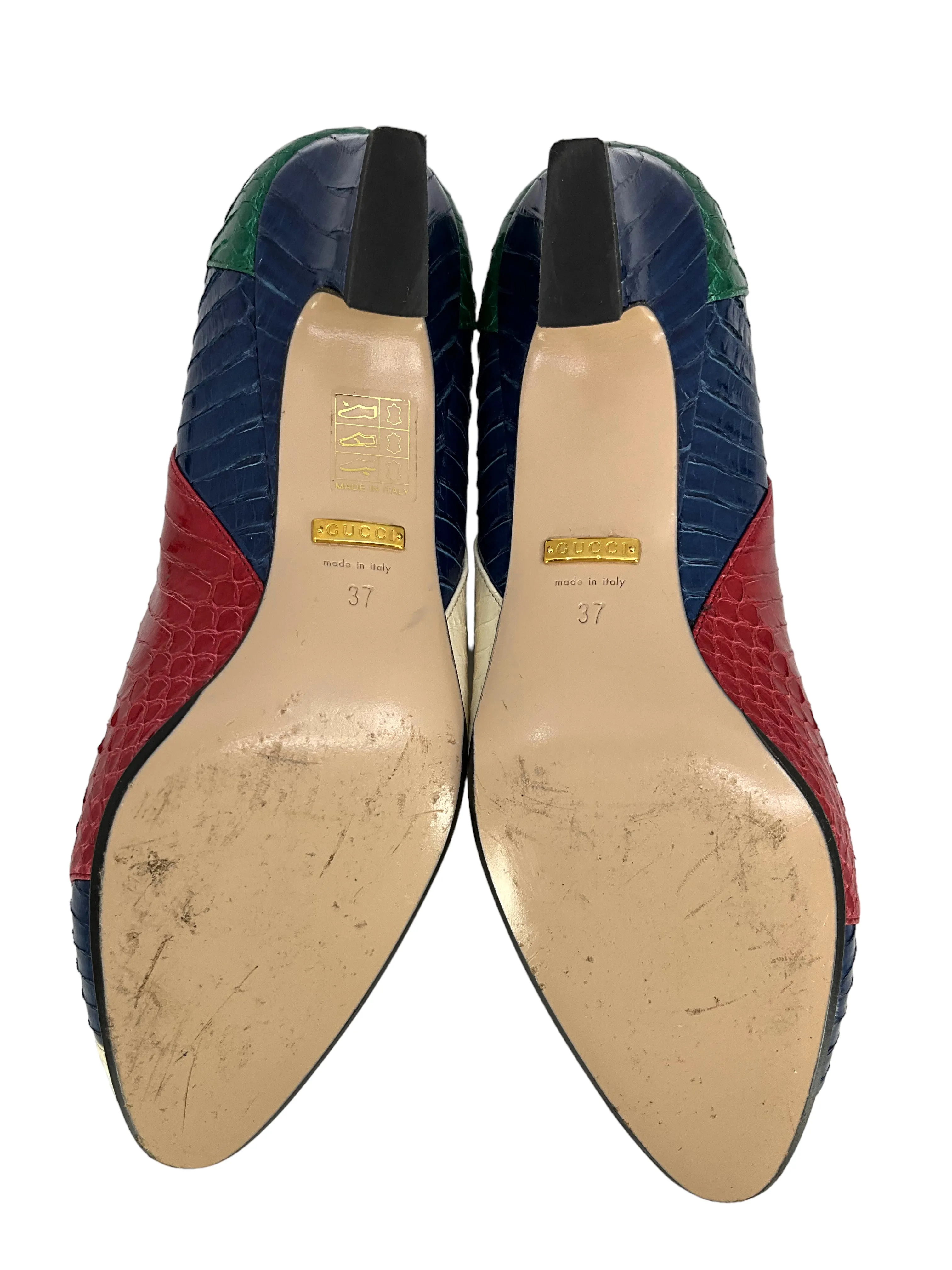 GUCCI Snakeskin GG Logo Pumps Size 7 NEW