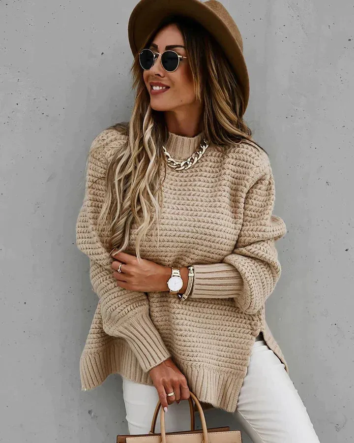 Half High Collar Pure Color Thick Pullover Chunky Sweater