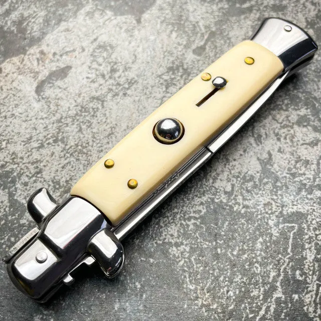 Ivory Italian Stiletto Switch Blade Pocket Knife