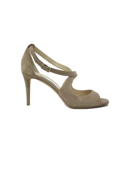 Jimmy Choo W Shoe Size 39.5 Suede Crossover Strap Open-Toe Heels