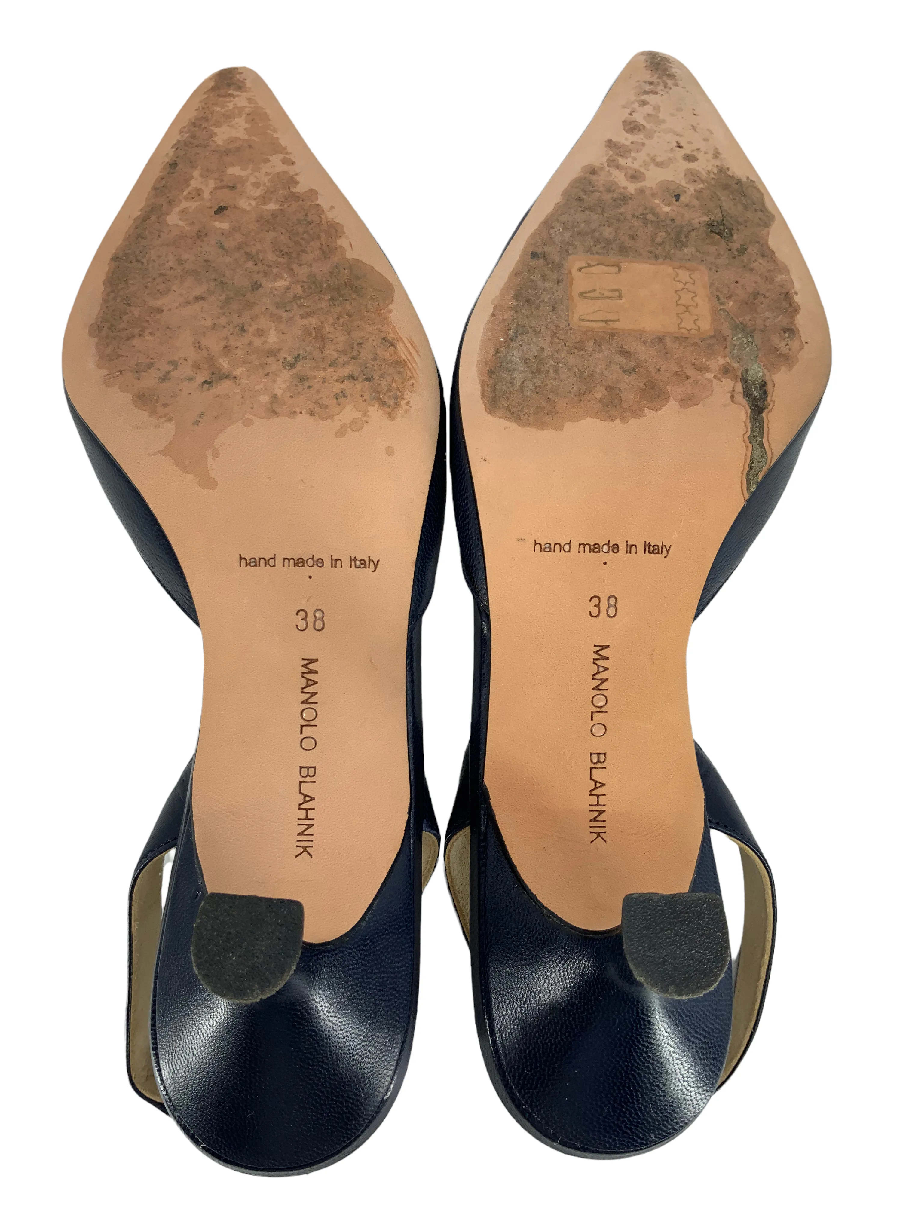 Manolo Blahnik Leather Carolyne Slingbacks Size 8