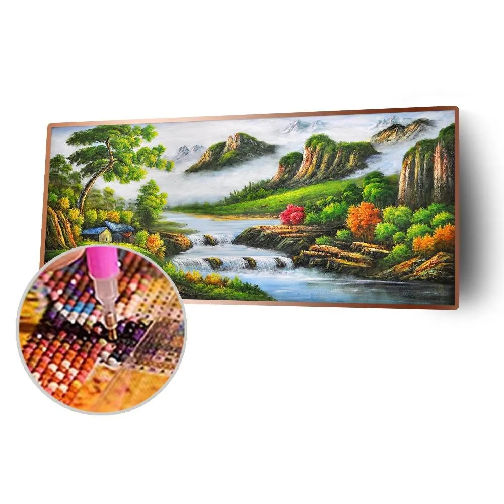 Mountain Stream Special Shaped Drill 5D DIY Diamond Painting - 100x50CM