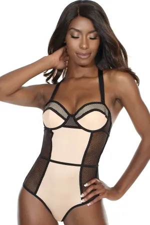 Nude and Back Paneled Teddy