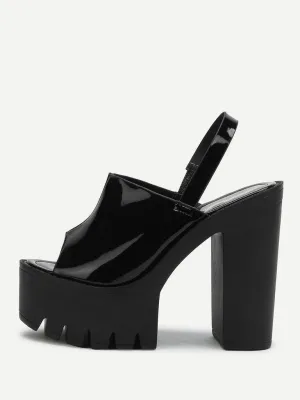 Peep Toe Patent Leather Platform Heels