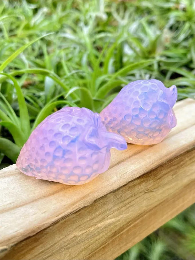 Pink Opalite Strawberry Carving