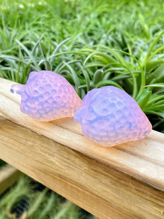 Pink Opalite Strawberry Carving