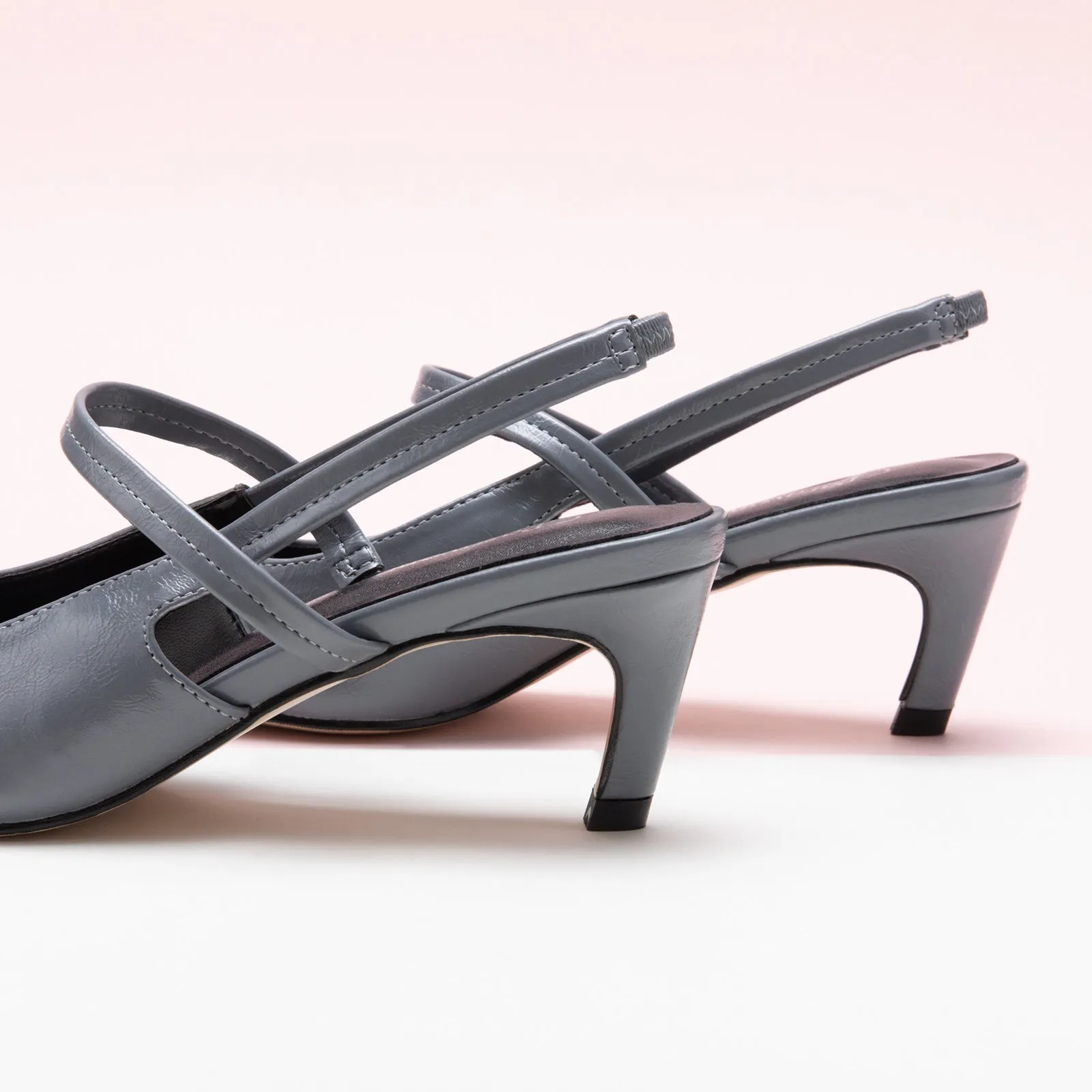 Pointed Toe Kitten heel Slingbacks (Helen) Grey