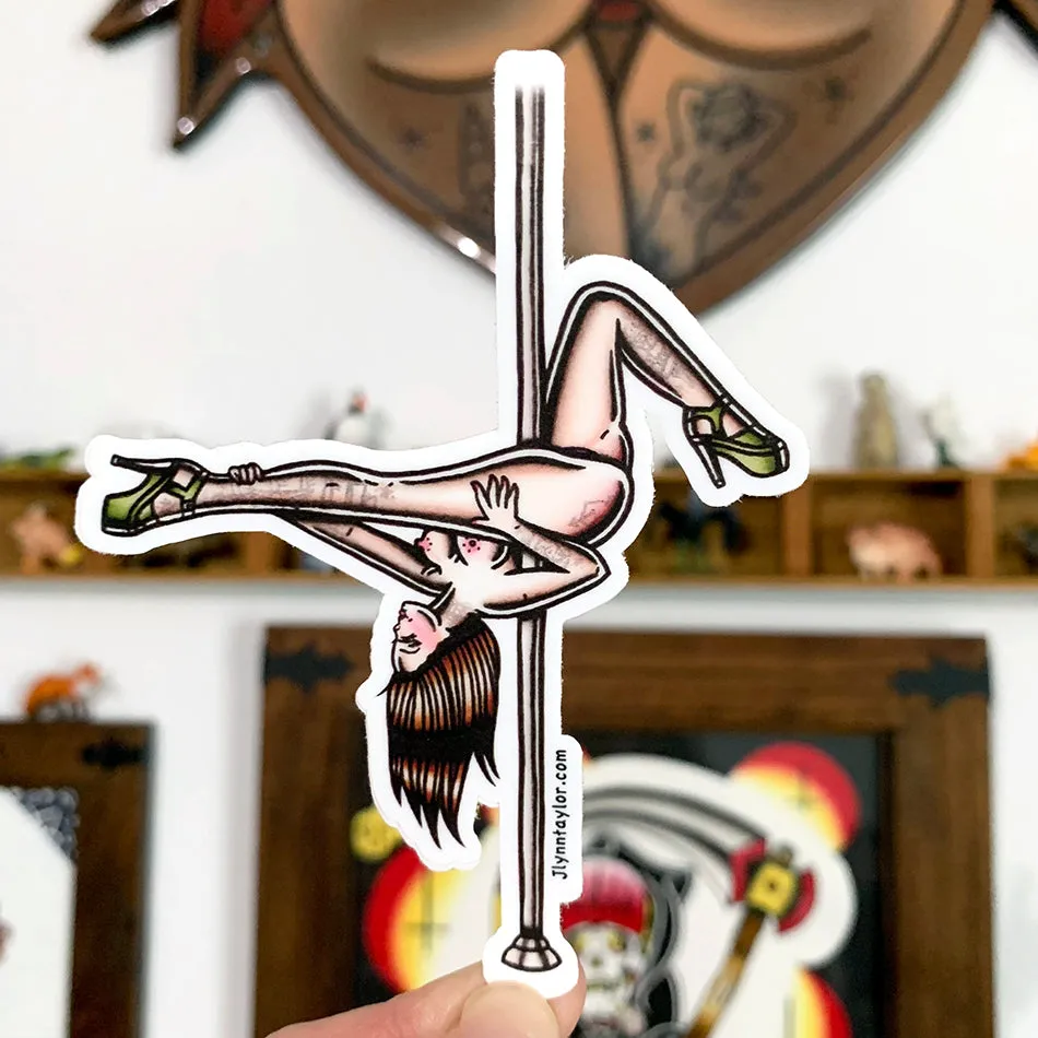 Pole Dancer Pinup Sticker