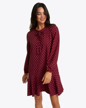 Rosanne Shift Dress in Merlot Polka Dot