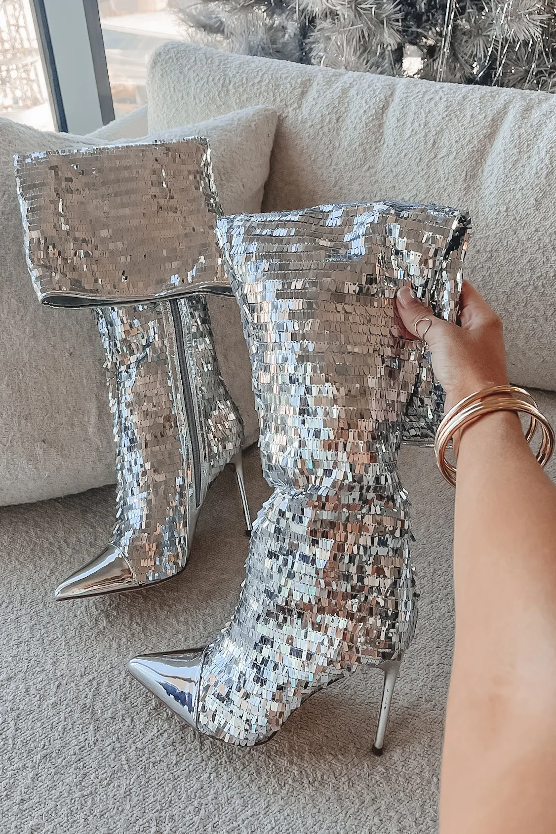 Show Up To Show Out Sequin Stiletto Boot