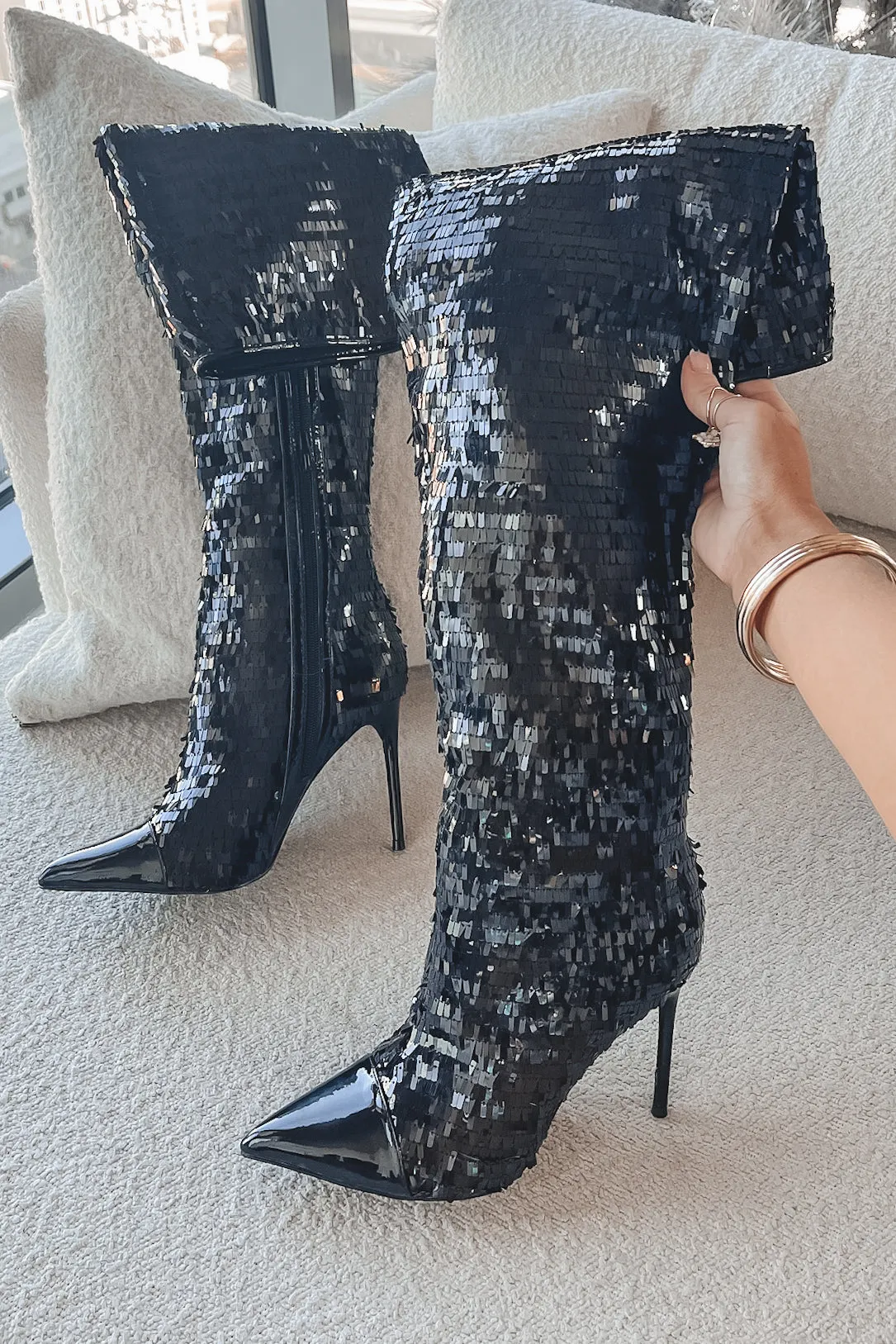 Show Up To Show Out Sequin Stiletto Boot