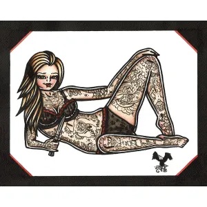 Stiletto Switchblade Pinup Original Painting