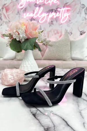 Tonic Embellished Sparkly Heels: Black Suede