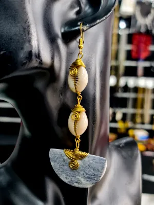 Twin Cowrie Spade Earrings