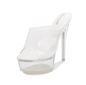 WHITE TRANSPARENT PLATFORM HEELS