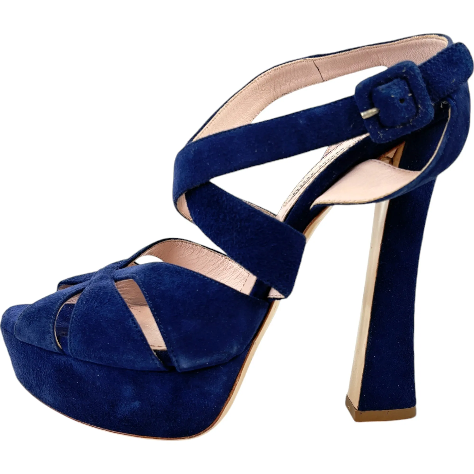 Women's Suede Heels Blue Size EU 37.5 / UK 4.5