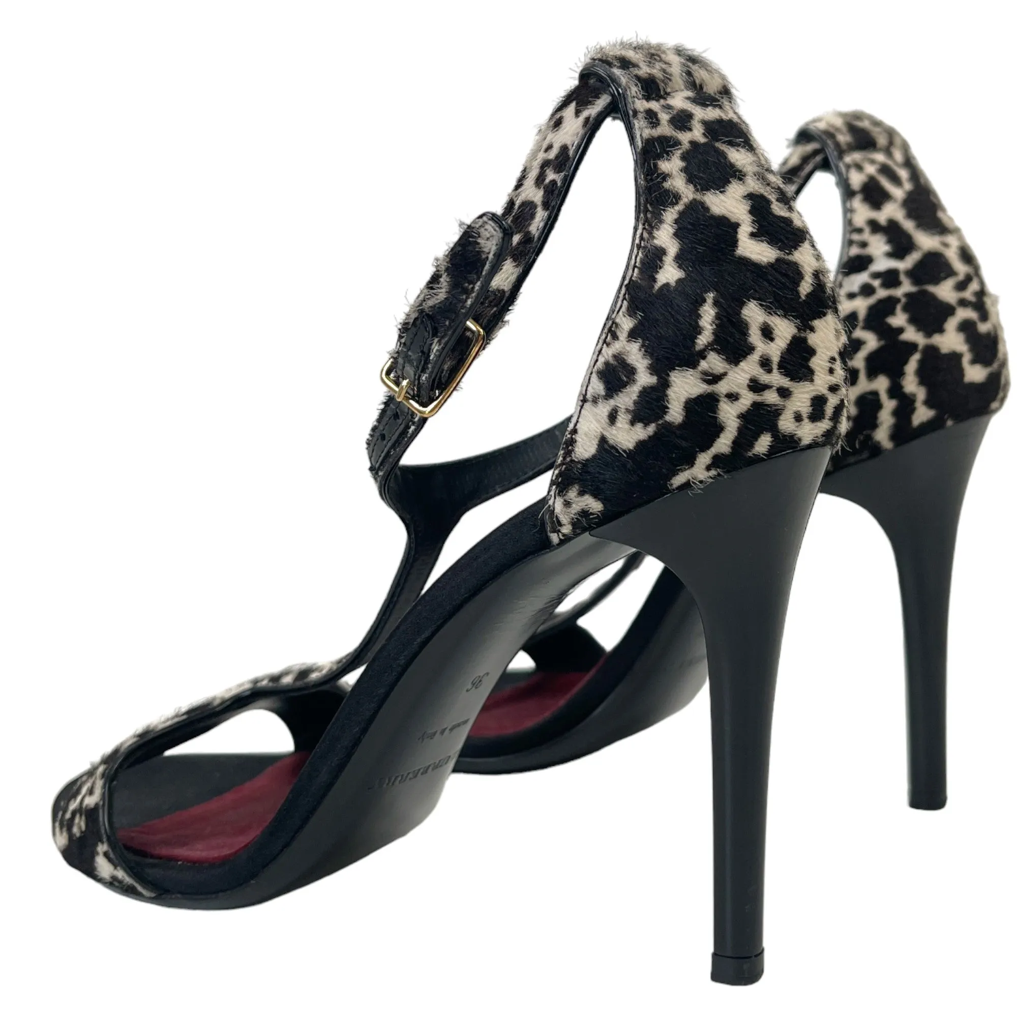 Women's T Bar Leopard Heels Black Size EU 36 / UK 3