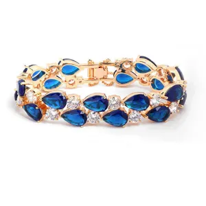 Women's Tennis Bracelet - Luxury Blue CZ Crystal Rose Gold Plated