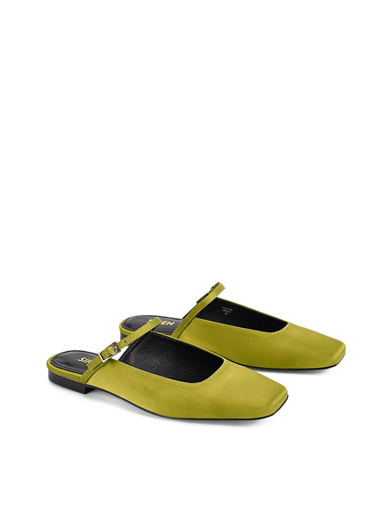 Xanthe Mary Jane Mules - Green Satin